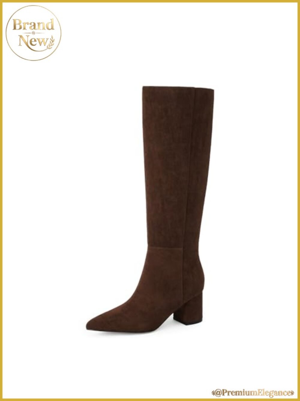 Womens Faux Suede Knee High Heeled Boots Pointed Toe Tall